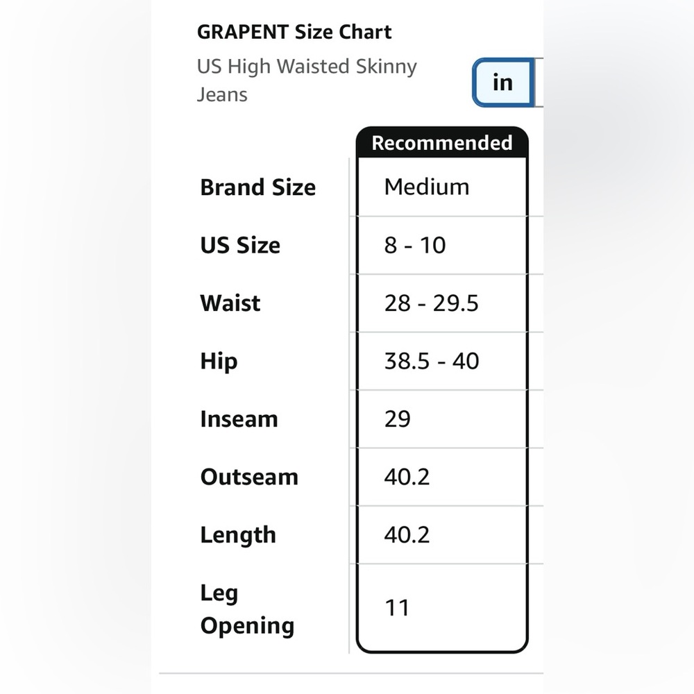 GRAPENT Fleece Lined skinny Jeans High Waist Pull On denim leggings size M NEW - Picture 7 of 9